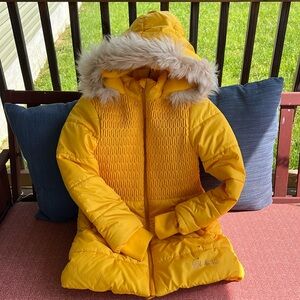 GUESS Outdoor Puffer Jacket Hooded Coat w/ Faux Fur Trim 100% Polyester